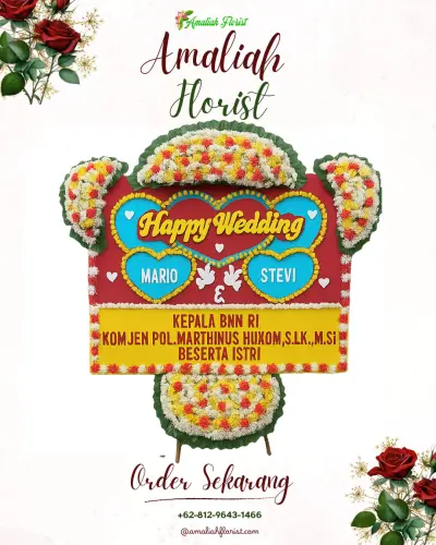 Karangan Papan Bunga Pernikahan di Penengahan Raya